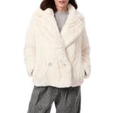Faux Fur Double Breasted Coat - Natural - Bernardo Coats