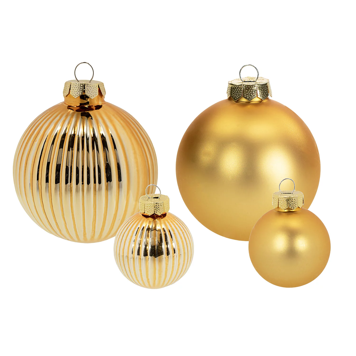 Boules de Noël en verre,4 cm, 6 cm, 8 cm Ø, 16 pièces