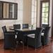 7 pc Valencia Collection Black Wicker Dining Set with Glass Top Table