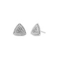 Women's Silver Diamond-Accented Trillion Shaped 4-Stone Halo-Style Stud Earrings by Haus of Brilliance in Silver