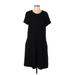 Isaac Mizrahi LIVE! Casual Dress - Shift Crew Neck Short sleeves: Black Dresses - Women's Size Large