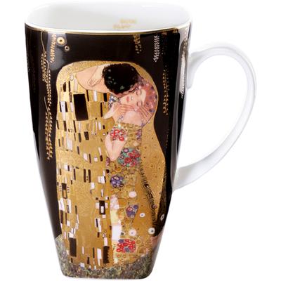 Becher GOEBEL "Der Kuss", bunt, B:9cm H:14cm, Fine China-Porzellan, Trinkgefäße, von Gustav Klimt, schwarz Image