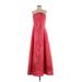 ABS Allen Schwartz Cocktail Dress - A-Line Strapless Sleeveless: Red Print Dresses - Women's Size 10 Petite
