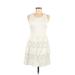 Lush Casual Dress - Mini Scoop Neck Sleeveless: White Solid Dresses - Women's Size Medium