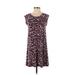 Ann Taylor LOFT Outlet Casual Dress - A-Line Crew Neck Sleeveless: Burgundy Animal Print Dresses - Women's Size X-Small Petite - Print Wash