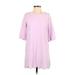 TOBI Casual Dress - A-Line Crew Neck 3/4 sleeves: Purple Print Dresses - Women's Size Small