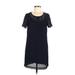 H&M Casual Dress - Shift Scoop Neck Short sleeves: Black Solid Dresses - Women's Size 6