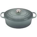 Le Creuset Signature Enameled Cast Iron Oval Dutch Oven w/ Lid Non Stick/Enameled Cast Iron/Cast Iron in Gray/White | Wayfair 21178031717041