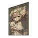 Red Barrel Studio® Anime Girl w/ White Cat - Woman Fantasy Print on Natural Pine Wood Metal in Brown/Green | 40 H x 30 W x 0.78 D in | Wayfair