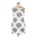 Iz Byer Casual Dress - Bodycon Crew Neck Sleeveless: White Floral Dresses - Women's Size 2X-Large