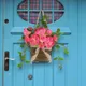 Couronne de fleurs artificielles panier de fleurs pour porte d'entrée jardin pour l'extérieur