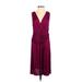 Banana Republic Casual Dress - Party Plunge Sleeveless: Purple Print Dresses - Women's Size X-Small