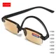 KLASSNUM Reading Glasses Men Ultra-Light Presbyopia Glasses Brown Clear Lens Anti-Blue Light Eye