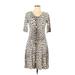 Carmen Carmen Marc Valvo Casual Dress: Black Leopard Print Dresses - Women's Size Large