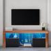 Modern 57 TV Stand with Matte Body, High Gloss Fronts, and 16 Color LED Lights
