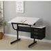 Adjustable Drafting Table w/ Stool, 3 Drawers, and Glass Top