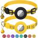 2 Pack Airtag Cat Collars Reflective Cat Collar with Silicone Airtag Holder and Bell Breakaway Cat Collars with Round Safety Buckle for Boy and Girl Cats Adjustable for 7.5-12.5 Yellow