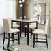 Beige Faux Marble Modern 5-Piece Counter Height Dining Set
