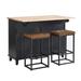 Grondin Farmhouse Style 3 Piece Kitchen Island Set with Drop Leaf and 2 Stools, Dining Table Set with Cabinet and Drawers