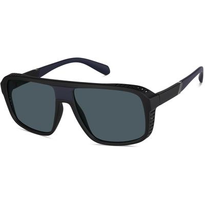 Zenni Men's Square Rx Sunglasses Black Plastic Full Rim Frame