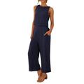 knqrhpse Lounge Sets for Women Workout Sets Wide Leg Women Suit Fashion Comfortable Vest And Long Pants Solid Color Top Set Suit Two Piece Sets for Women Sweat Suit 2 Piece Set Navy M