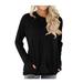 knqrhpse Long Sleeve Shirts For Women Womens Tops Women Casual Long Sleeve Cotton Solid Loose Pockets T-Shirt Blouses Tops Hoodies For Women Black L