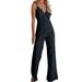 knqrhpse Jumpsuits For Women Wide Leg Pants For Women Strap Jumpsuit Sleeveless Lace Embroidery Suits Party Club Wear Rompers Pants For Women Dark blue XL