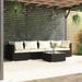 Dcenta Patio Furniture Set 5 Piece with Cushions Poly Rattan Black