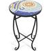 Outdoor Side Table Patio Table 14inch Table Plant Stand Ceramic Top Metal Frame Small End Table Porch Patio Garden Balcony Poolside