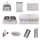 Lion Premium Outdoor Grill Kitchen Package#6 | 40 Propane Grill Set | Double Side Burner Door/Drawer Combo Mini Fridge Bar Sink Ceramic Heat Tubes & More!