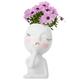 Face Planter Resin Statue Planter Head Planter with Smiling Face Face Flower Pot with Drainage Hole Succulent Planter with Closed Eyes Indoor Outdoor Lady Face Plant Pot