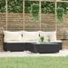 Dcenta Patio Furniture Set 4 Piece with Cushions Black Poly Rattan