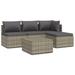 Anself 5 Piece Patio Set with Cushions Gray Poly Rattan