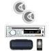 Pyle PLCDBT65MRW Marine Single-DIN In-Dash CD AM/FM Receiver with Two 6.5 Speakers Splashproof Radio Cover & Bluetooth (White)
