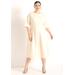 Plus Size Women's Seam Detail Ponte Work Dress by ELOQUII in White Smoke (Size 14)