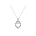 Women's Silver Round Cut Diamond Heart Pendant Necklace by Haus of Brilliance in Silver