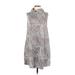 Jon & Anna Casual Dress - Popover: Gray Print Dresses - Women's Size Medium