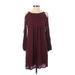 Old Navy Casual Dress - Shift Cold Shoulder 3/4 sleeves: Burgundy Print Dresses - New - Women's Size Small