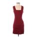 Vince Camuto Casual Dress - Bodycon Square Sleeveless: Red Print Dresses - Women's Size 0