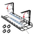 MUDEELA Under Desk Cable Management Tray - 15.7in Spring Clamps No Drill Wire Cord Organizer for Desk- Larger Wire Management Desk Cable Organizers - Sturdy Metal Desk Cord Management and Cable Tray