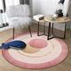 YJRBZ Modern Round Carpet for Living Room Bedroom Area Rugs, Pink Geometric Carpet Runner Circle Non-Slip Hanging Basket Chairs Mat Sofa Coffee Table Rugs (Size : Diameter 140cm)
