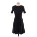 Nicole Miller New York Casual Dress - A-Line Crew Neck Short sleeves: Black Print Dresses - Women's Size 4