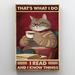 Trinx Cat Thats What I Do I Read - 1 Piece Rectangle Gra Cat Thats What I Do I Read On Canvas Graphic Art Canvas in White | Wayfair