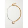 Martha Calvo - Initial Gold-plated Faux Pearl Necklace - R