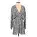 Zara Casual Dress - Wrap: Gray Leopard Print Dresses - Women's Size Small