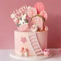 Farm Animal Cake Decoration Cows Sheep Pig Acrylic Ladder Happy Birthday Flags Cake Topper For Baby