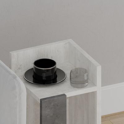 Decortie - Elos Nachttisch rechts Modul - Altweiß+Retro Grau - Perlweiß Image