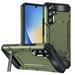 Feishell for Samsung Galaxy A34 5G Armor Case with Hidden Metal Kickstand Military Grade Drop Protection Dual Layers Hybrid PC + TPU Anti-Scratch Non-slip Comfortable Grip Rugged Phone Case Armygreen