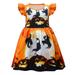 YDOJG Dresses For Girls Toddler Kids Fly Sleeves Cartoon Pumpkins Prints Custome Princess Dress For 2-3 Years