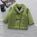 HAOTAGS Girls Dress Coat Kids Peacoat Jacket Long Sleeve Button Trench Coat Pocket Outerwear Green Size 3-4 Years